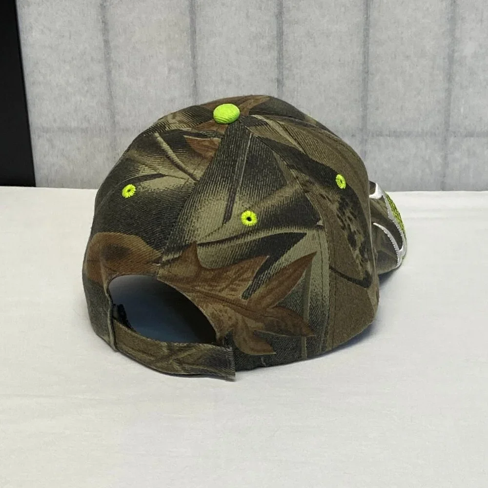 KYS Design Get Reel Embroider Fishing Cap Camouflage Leaf Pattern Baseball Hat